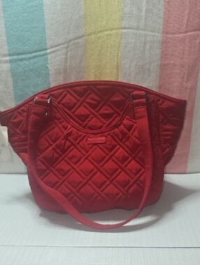 NWT Vera Bradley Glenna Shoulder Bag Red Quilted Microfiber Tote Purse